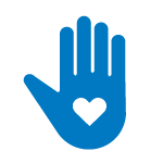 A heart on a hand icon